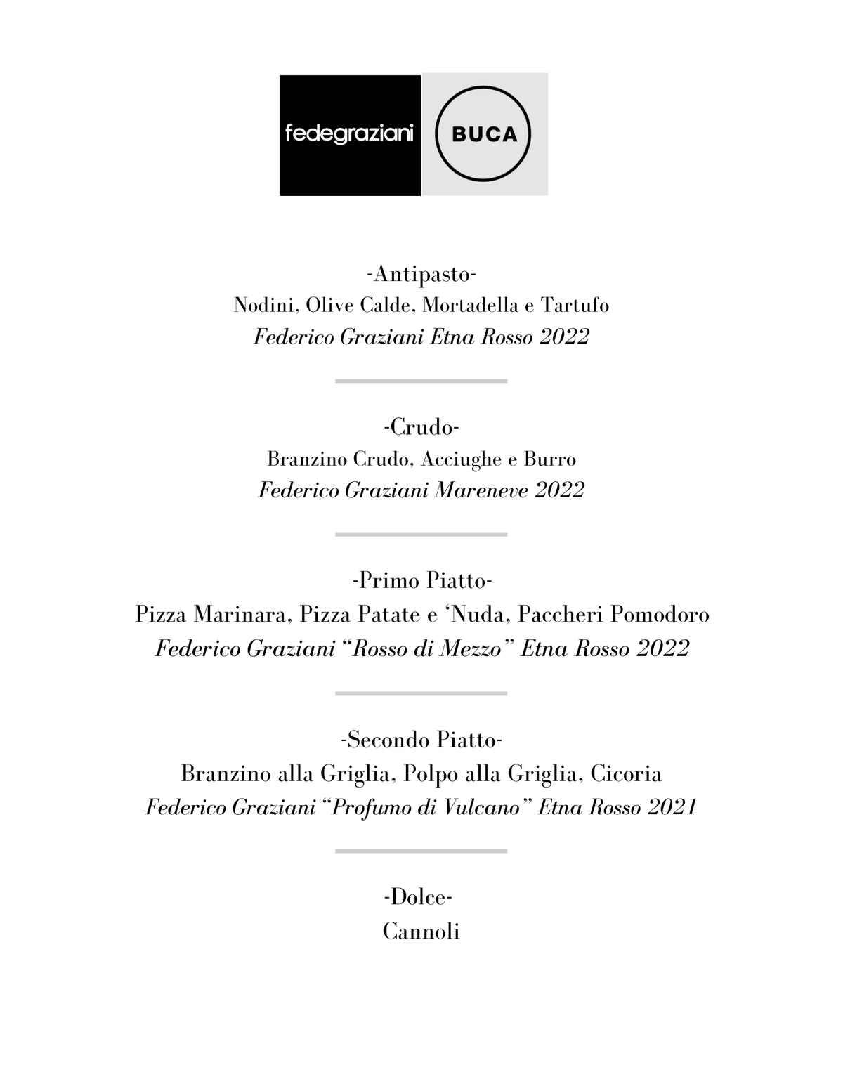Federico Graziani Dinner at Buca Yorkville - Friday, June 12 @ 6:30 pm